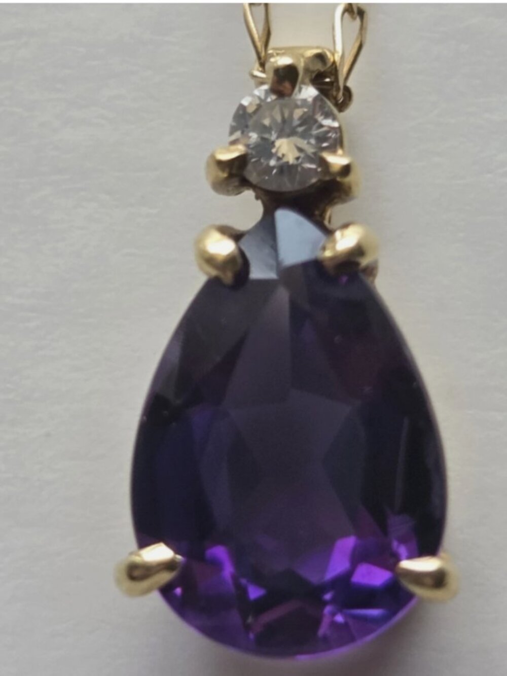 Vintage Tiffany & Co 18K Gold Amethyst Diamond Pendant Necklace